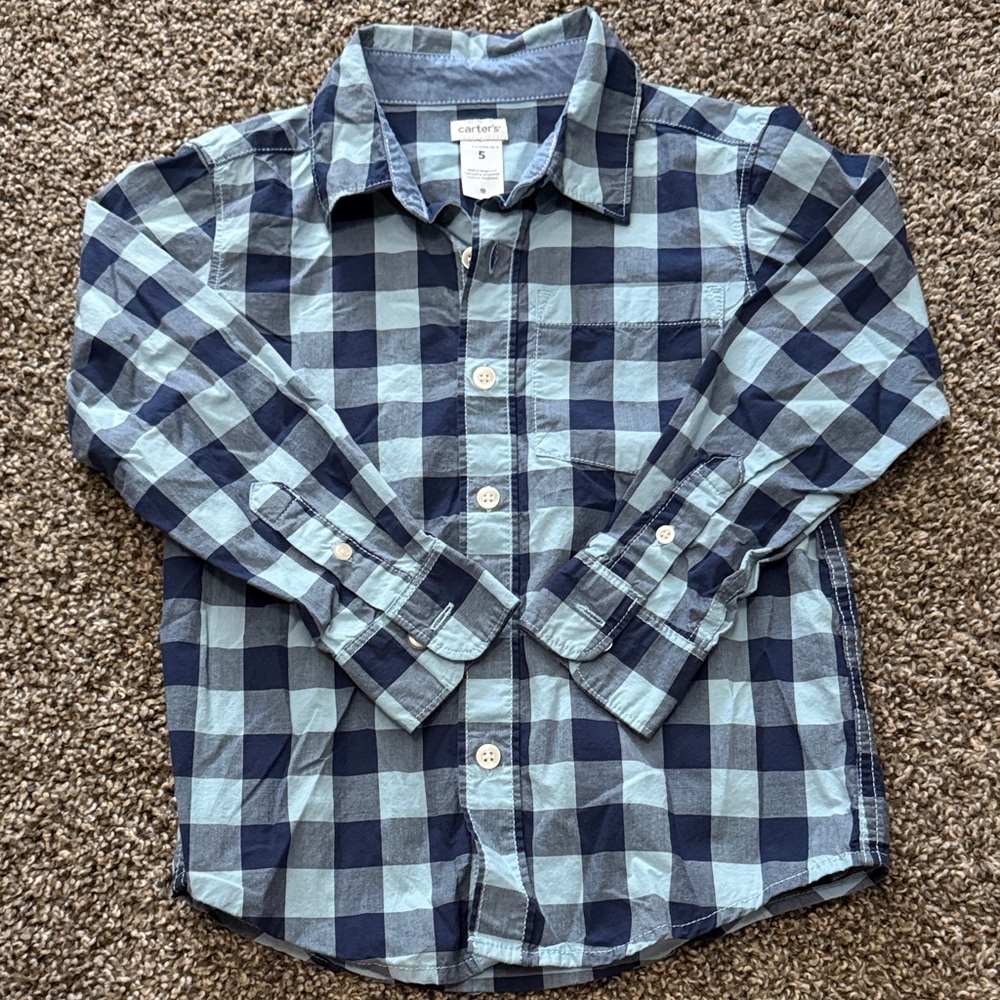 Carter's Navy and Light Blue Checkered Shirt